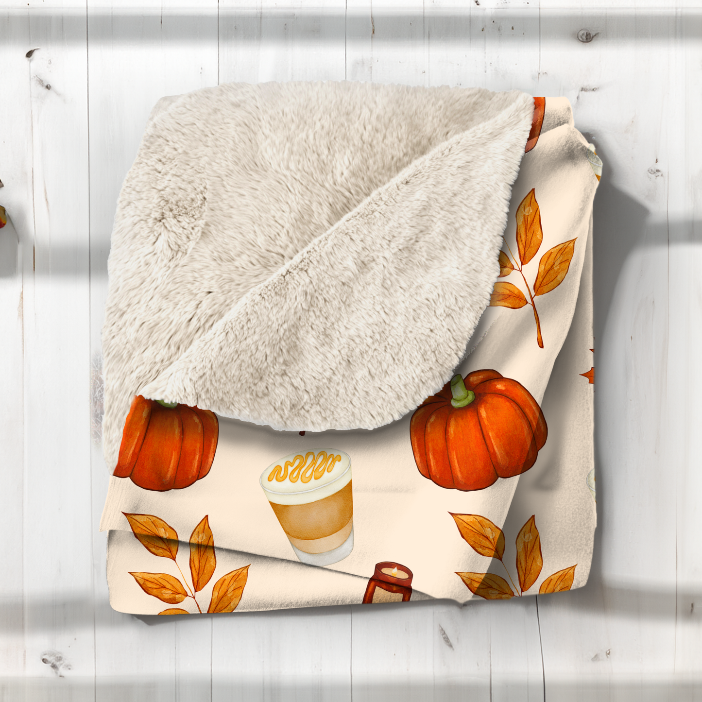 Pumpkin Spiced Sherpa Blanket, Fall Colors, Lattes & Literature Event Exclusive