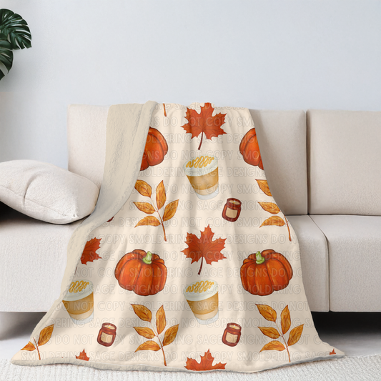 Pumpkin Spiced Sherpa Blanket, Fall Colors, Lattes & Literature Event Exclusive